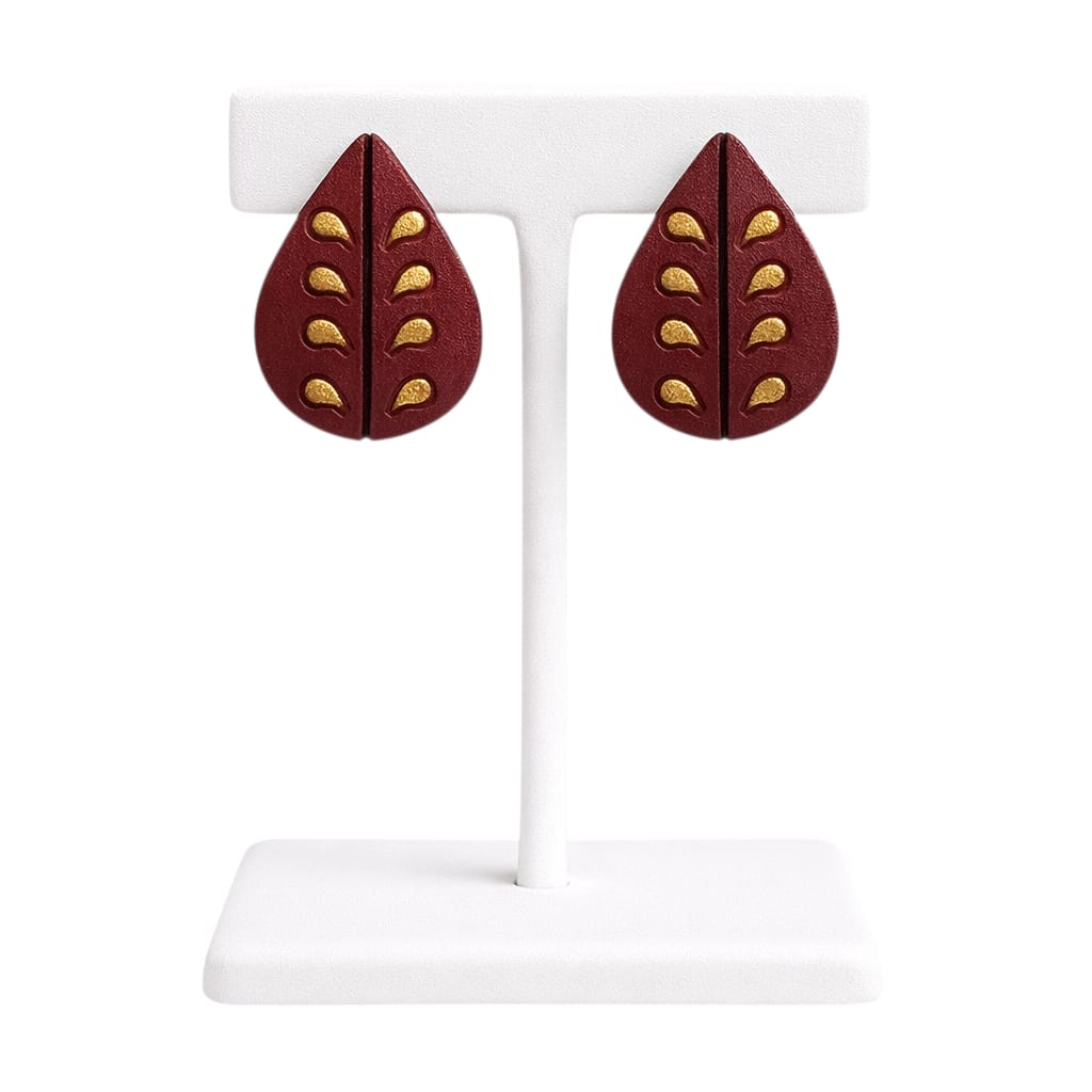 Purely Handmade Lightweight Waterdrop Shaped Terracotta Stud Earrings