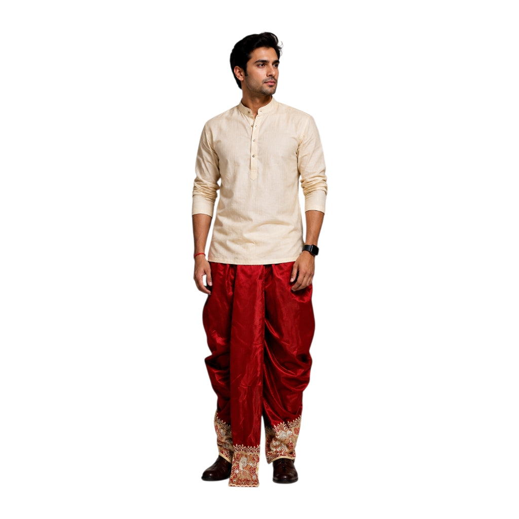 Cotton Silk Dhoti Pant With Contrasting Colour
