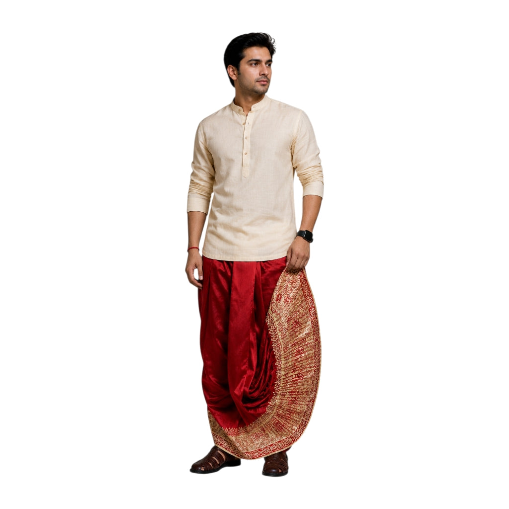 Cotton Silk Dhoti Pant With Contrasting Colour