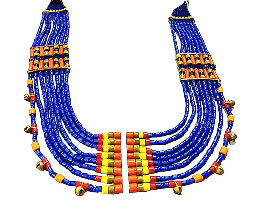 Purely Handmade Tribal Traditional Glass Beads Necklace(Three Layered)