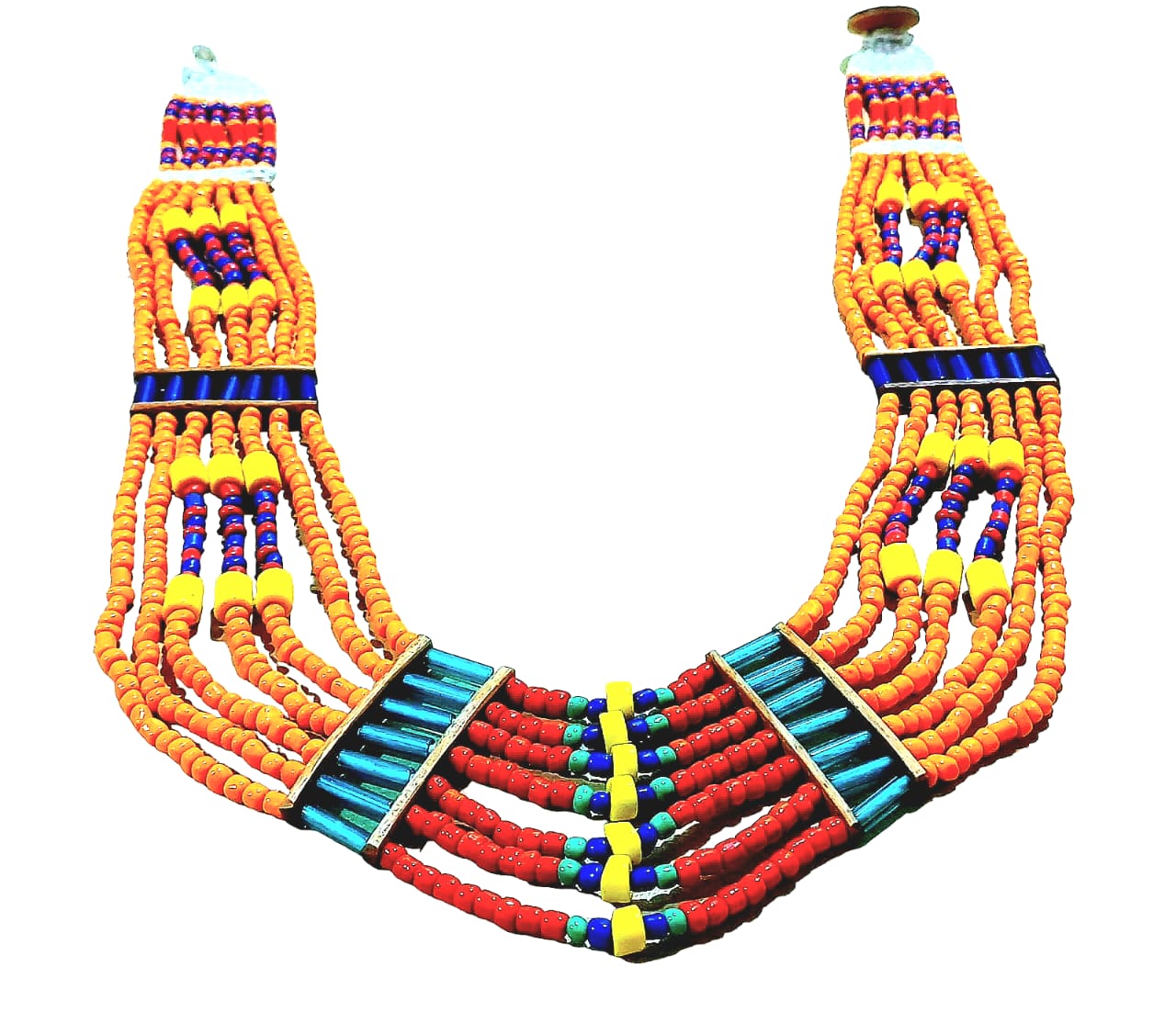 Purely Handmade Tribal Traditional Glass Beads Necklace(Three Layered)