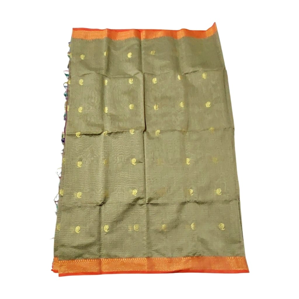 Maheshwari Cotton Silk Saree with Contrast Blouse & Contrast Pallu