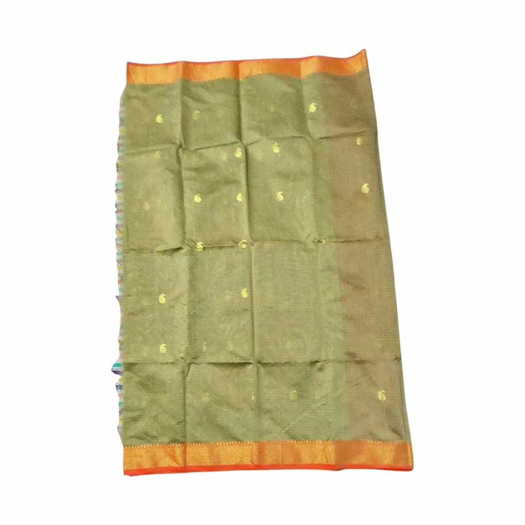 Maheshwari Cotton Silk Saree with Contrast Blouse & Contrast Pallu