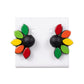 Terracotta Half - Circle Floral Stud Earrings