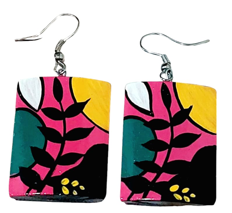 Purely Handmade & Handpainted Bamboo Earrings