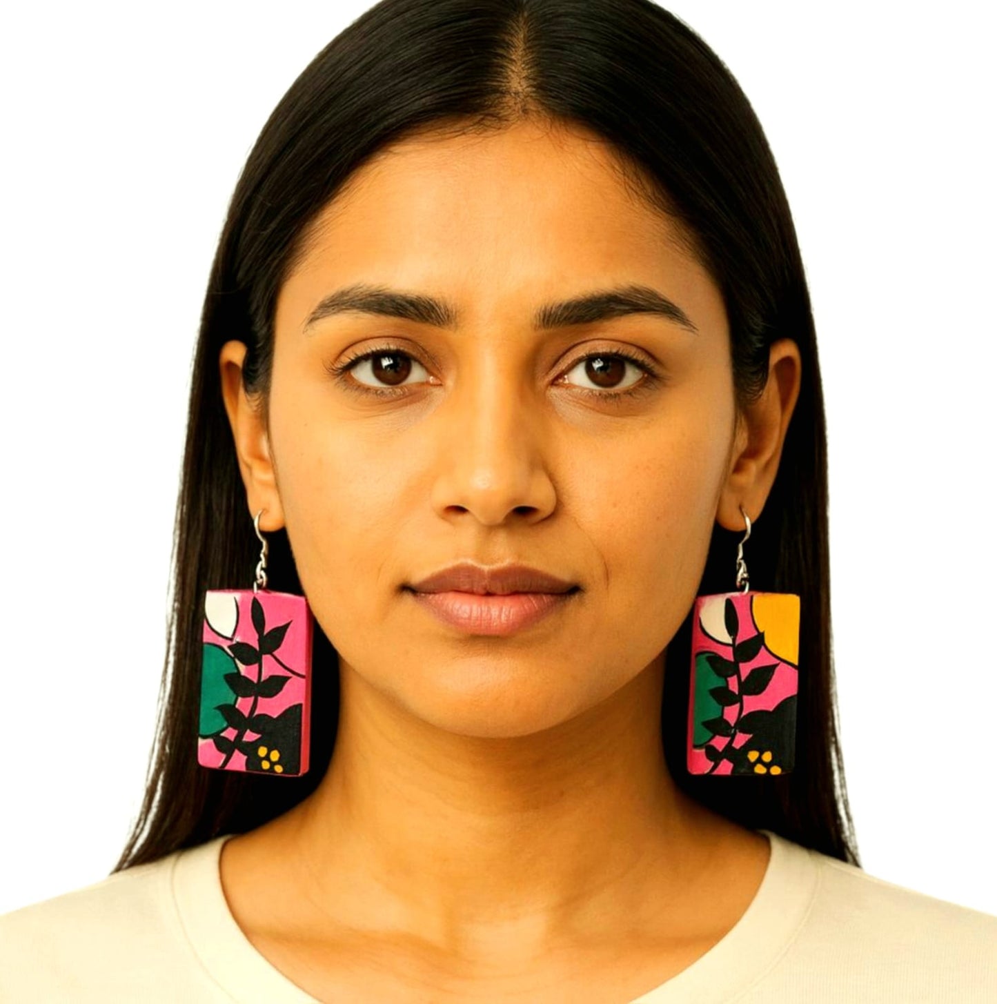 Purely Handmade & Handpainted Bamboo Earrings