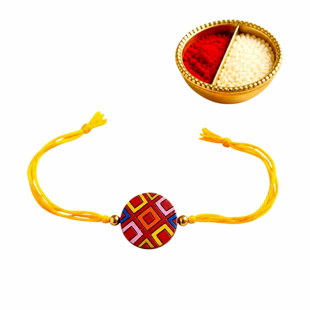 Purely Handmade & Handpainted Terracotta Rakhis for Brother