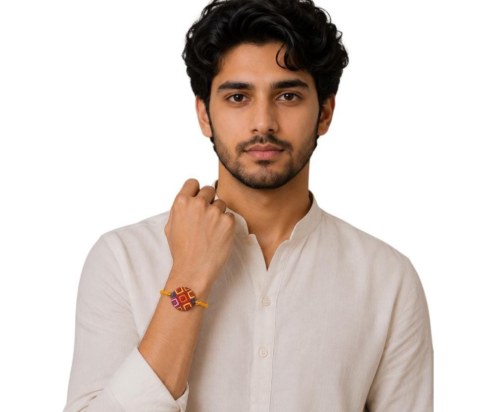 Purely Handmade & Handpainted Terracotta Rakhis for Brother