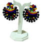 Fashweave Purely Handmade Terracotta Stud Earrings (Half Circle Floral Design)