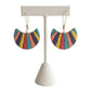 Terracotta Half Moon Striped Dangler Earrings
