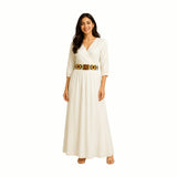 Glass Beaded Elastic Belt/Waistband (Thin) With a Wooden Buckle