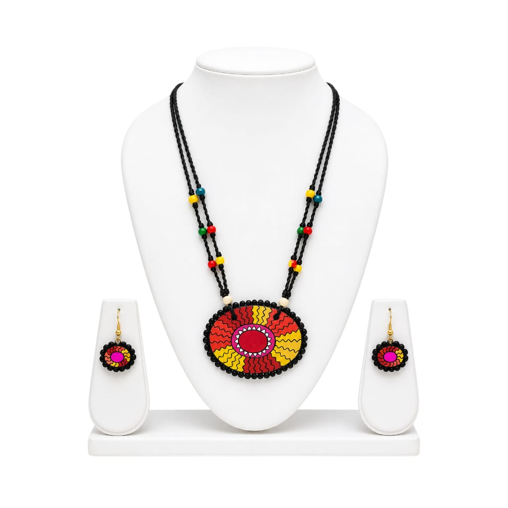 Purely Handmade Terracotta Rope Necklace With Earrings