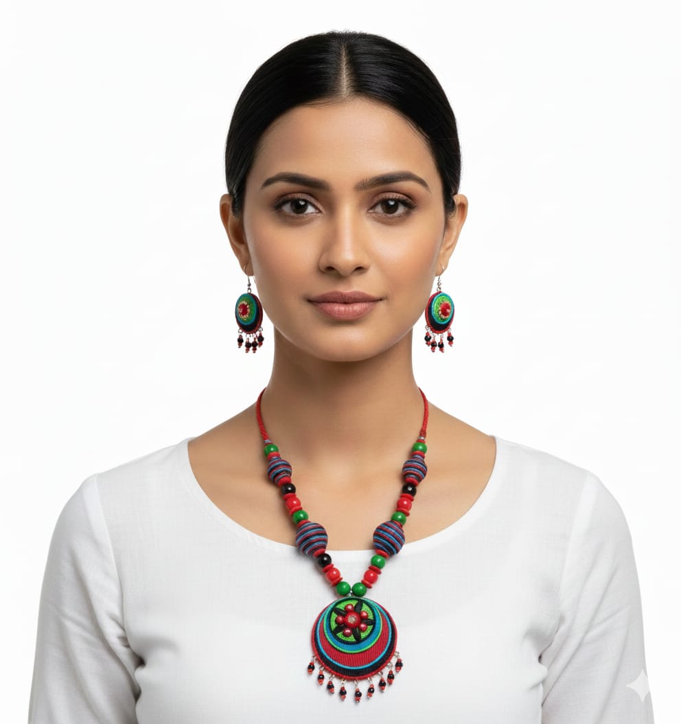 Premium Purely Handmade Jute Jewellery Sets (With Earrings)