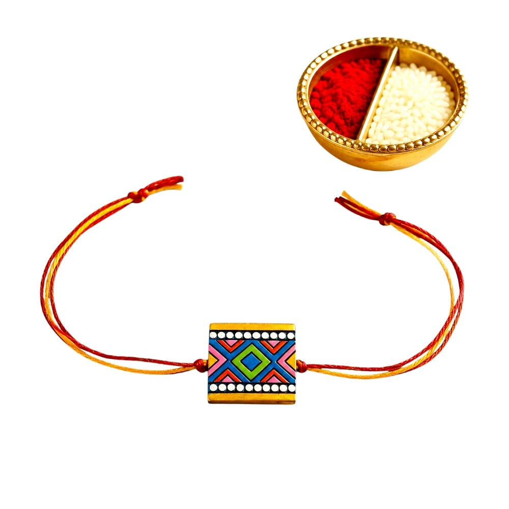 Purely Handmade & Handpainted Terracotta Rakhis for Brother