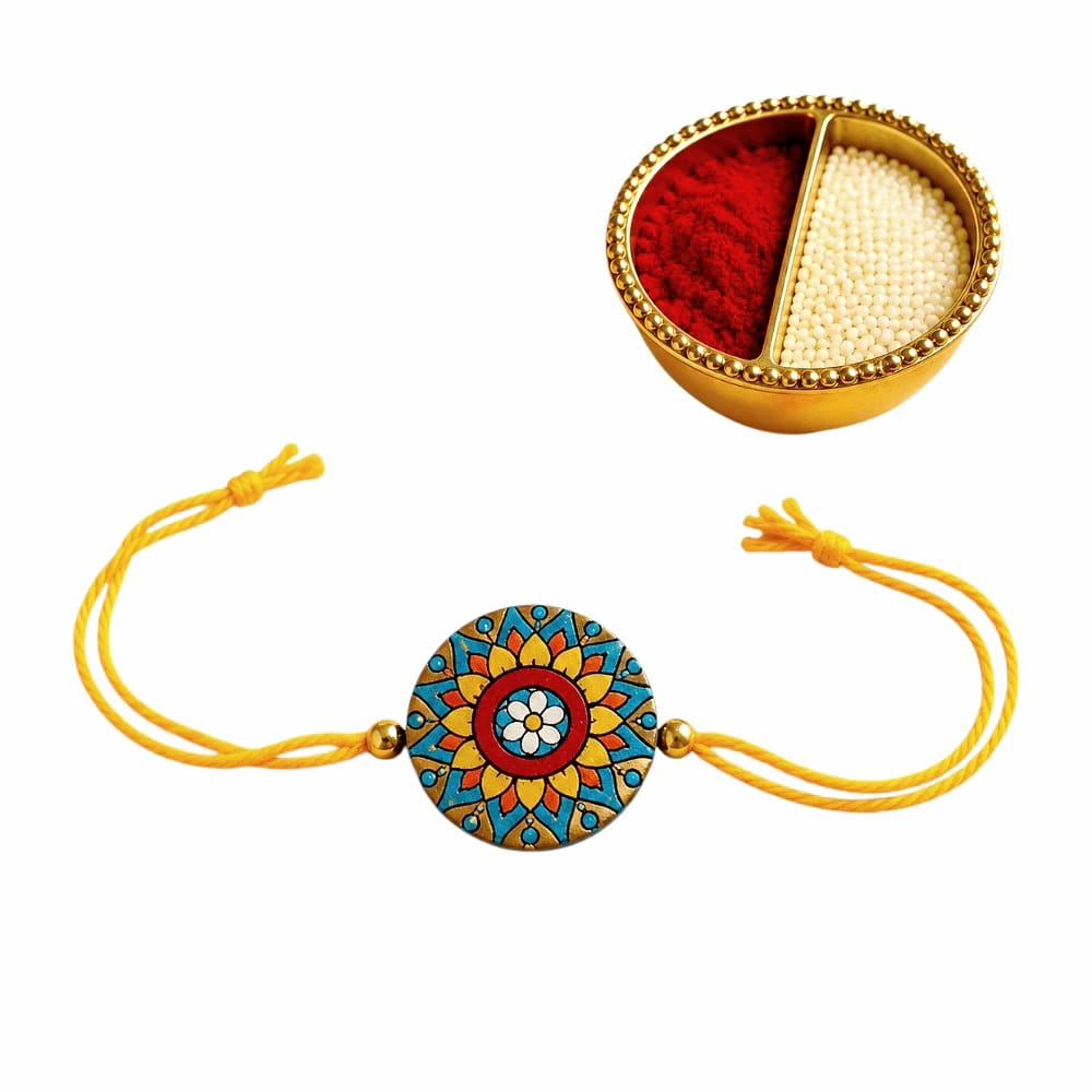 Purely Handmade & Handpainted Terracotta Rakhis for Brother