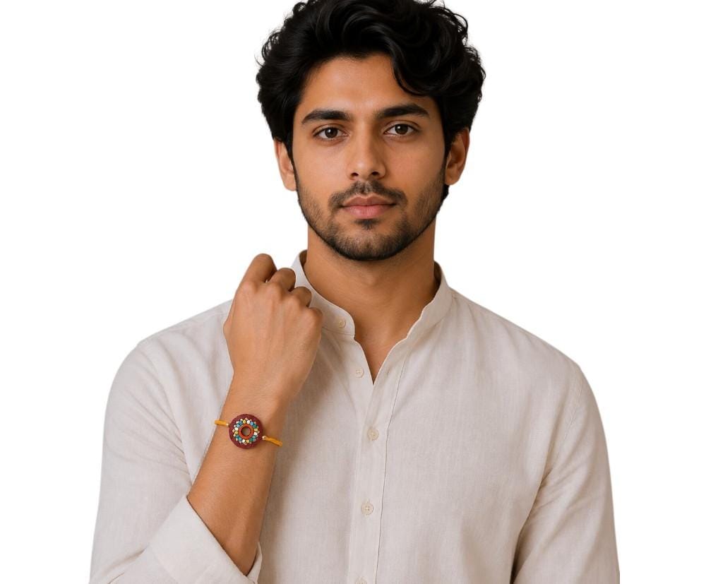 Purely Handmade & Handpainted Terracotta Rakhis for Brother