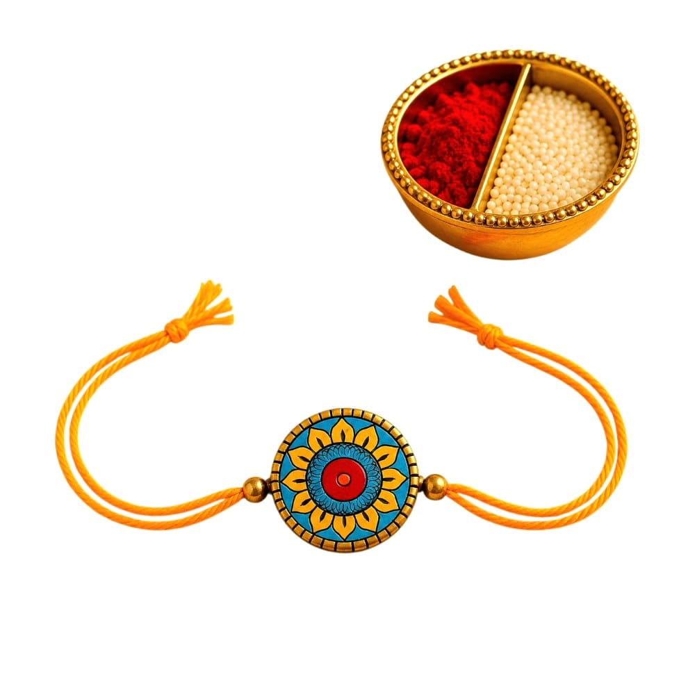 Purely Handmade & Handpainted Terracotta Rakhis for Brother