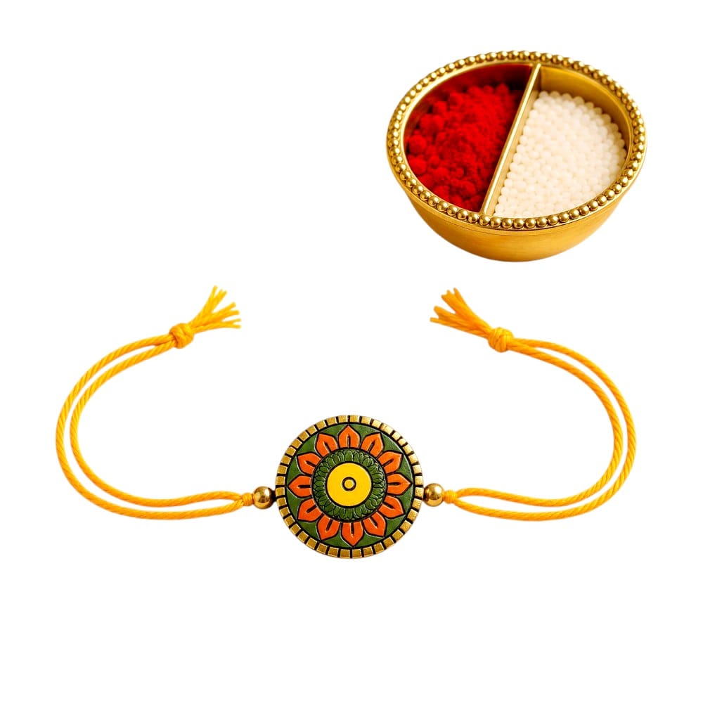 Purely Handmade & Handpainted Terracotta Rakhis for Brother