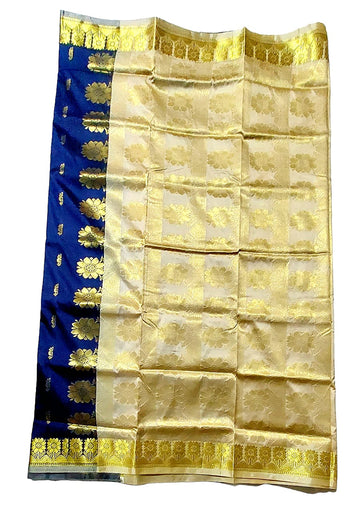 Women's Bomkai Silk Saree with Meenakari Thread & Golden Zari Work