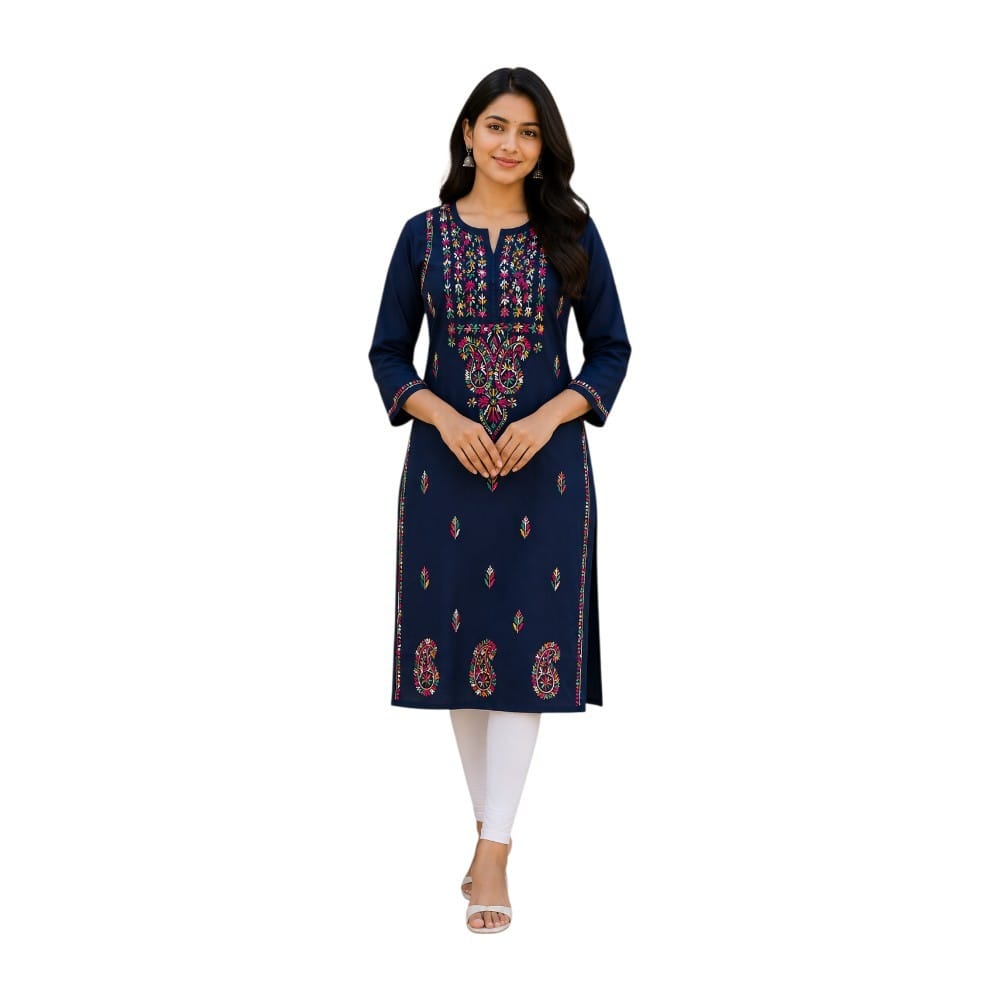 Pure Cotton Hand Embroidered Chikankari Kurtis For Women & Girls