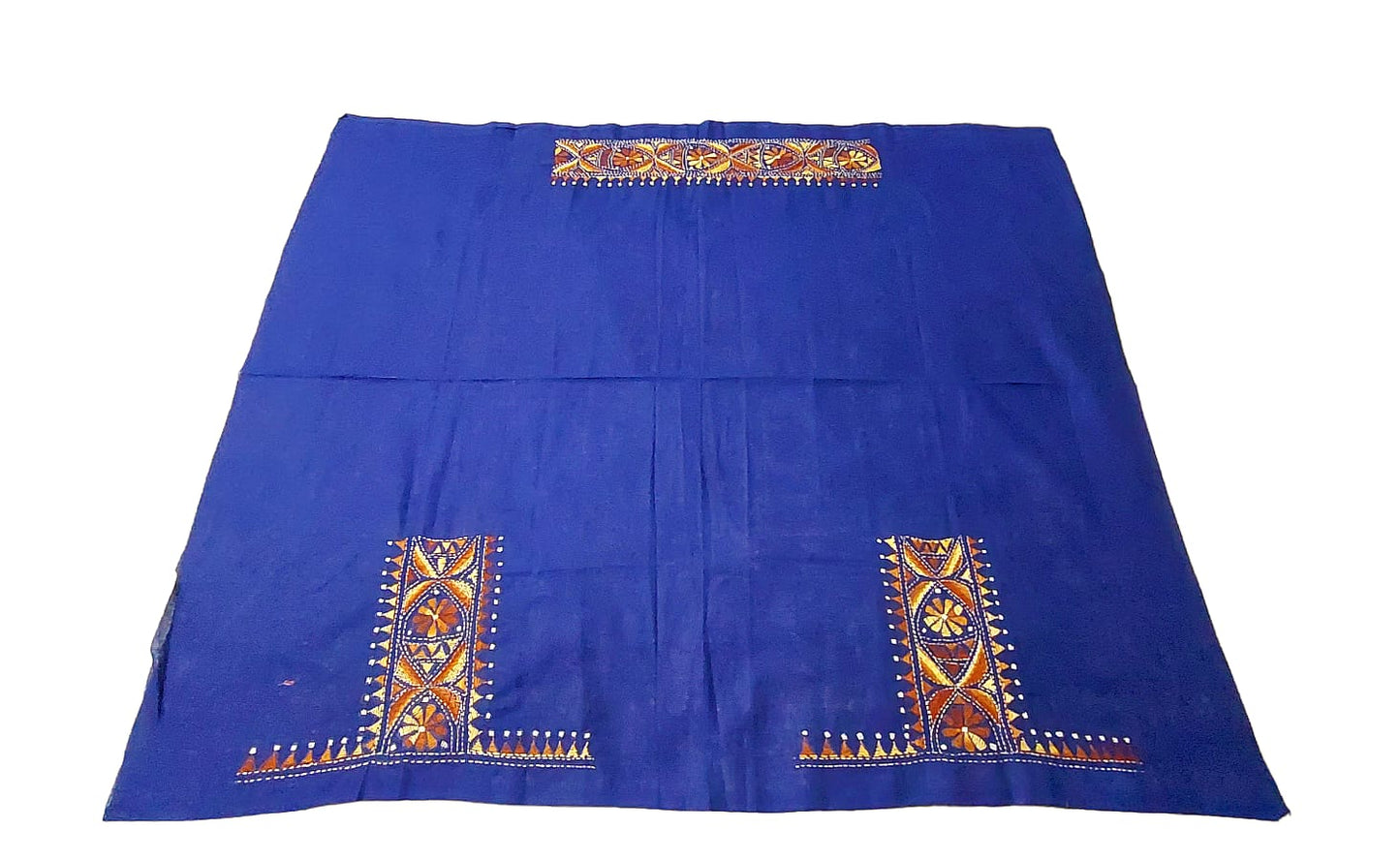 Handmade & Hand Kantha Stitched Embroidered Cotton Blouse Piece(Unstitched)