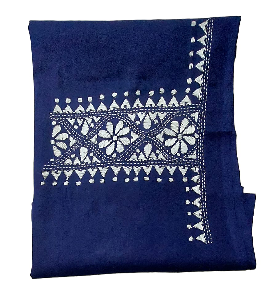 Handmade & Hand Kantha Stitched Embroidered Cotton Blouse Piece(Unstitched)