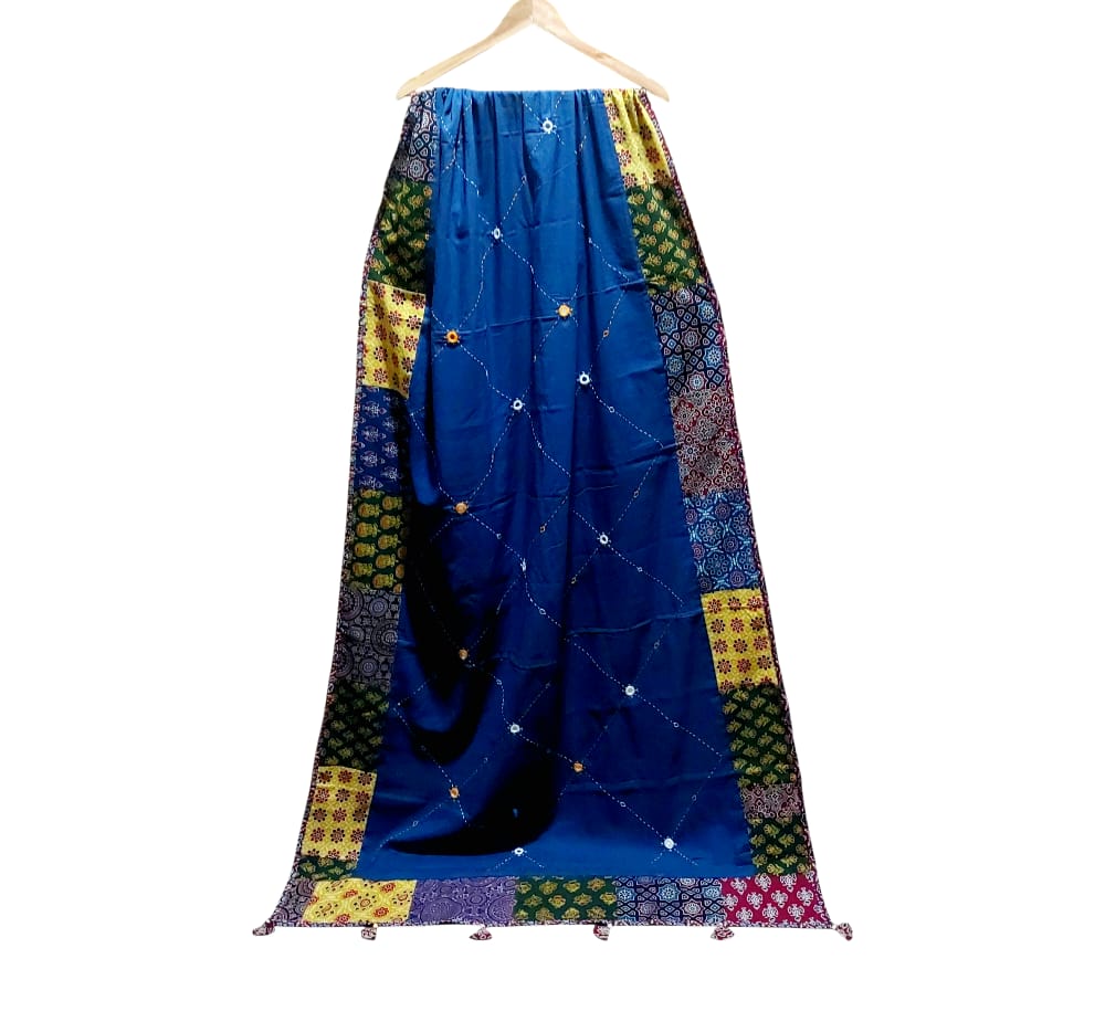 Elegant Ajrakh Hand Block Printed Cotton Dupatta