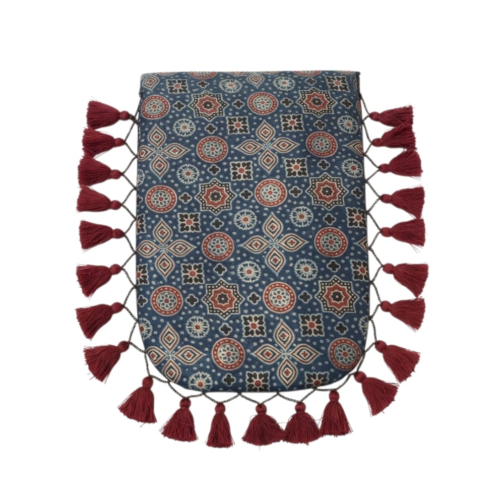 Gajji Silk Ajrakh Printed Leather Crossbody Flip Sling Bag