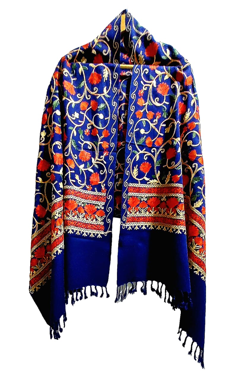 Premium Kashmiri Aari Embroidered Lightweight Shawl for Women & Girls