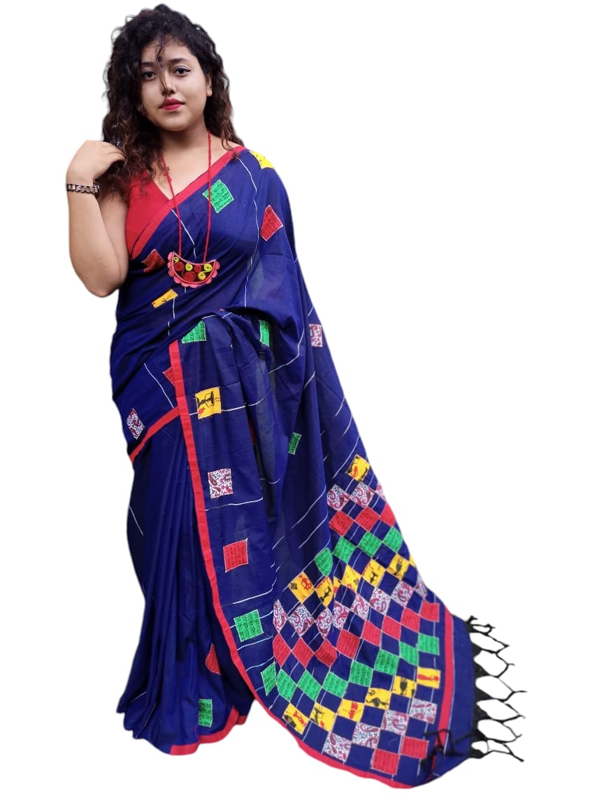 Pure Khadi Patch Work Saree