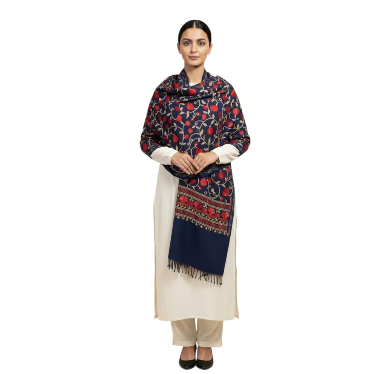 Premium Kashmiri Aari Embroidered Lightweight Shawl for Women & Girls