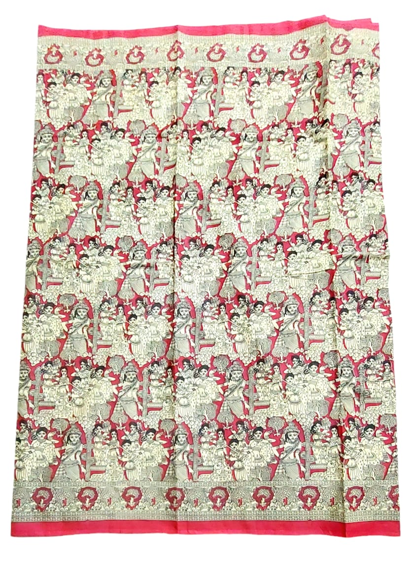 Women's Pure Cotton Hand Block Printed Kalamkari Sarees