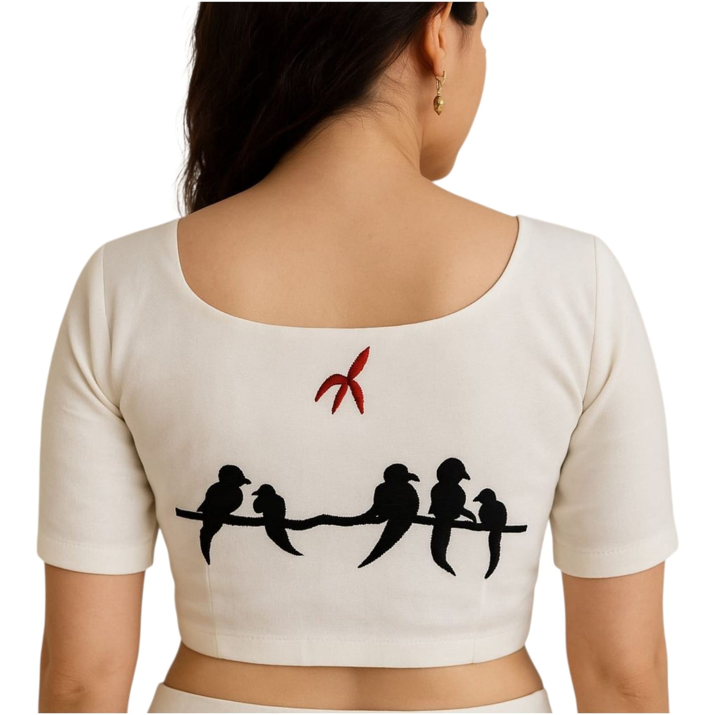 Hand Embroidered Hand Stitched Designer Premium Cotton Blouse Piece