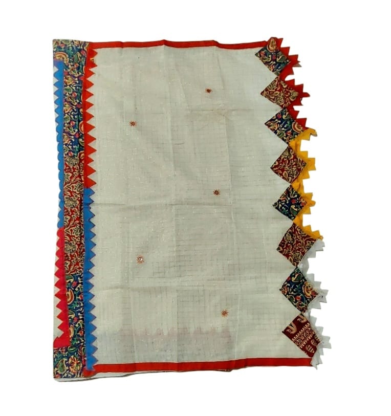 Pure Cotton Handmade Kalamkari Patchwork Saree