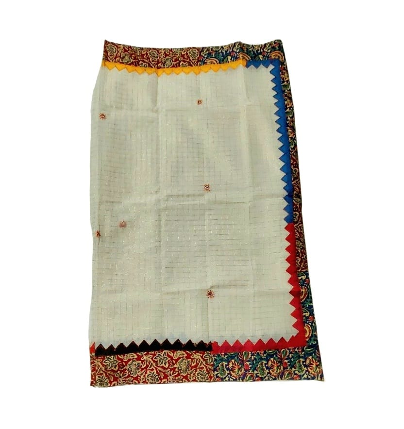 Pure Cotton Handmade Kalamkari Patchwork Saree