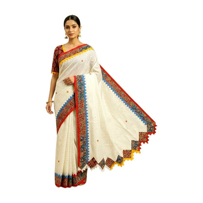 Pure Cotton Handmade Kalamkari Patchwork Saree