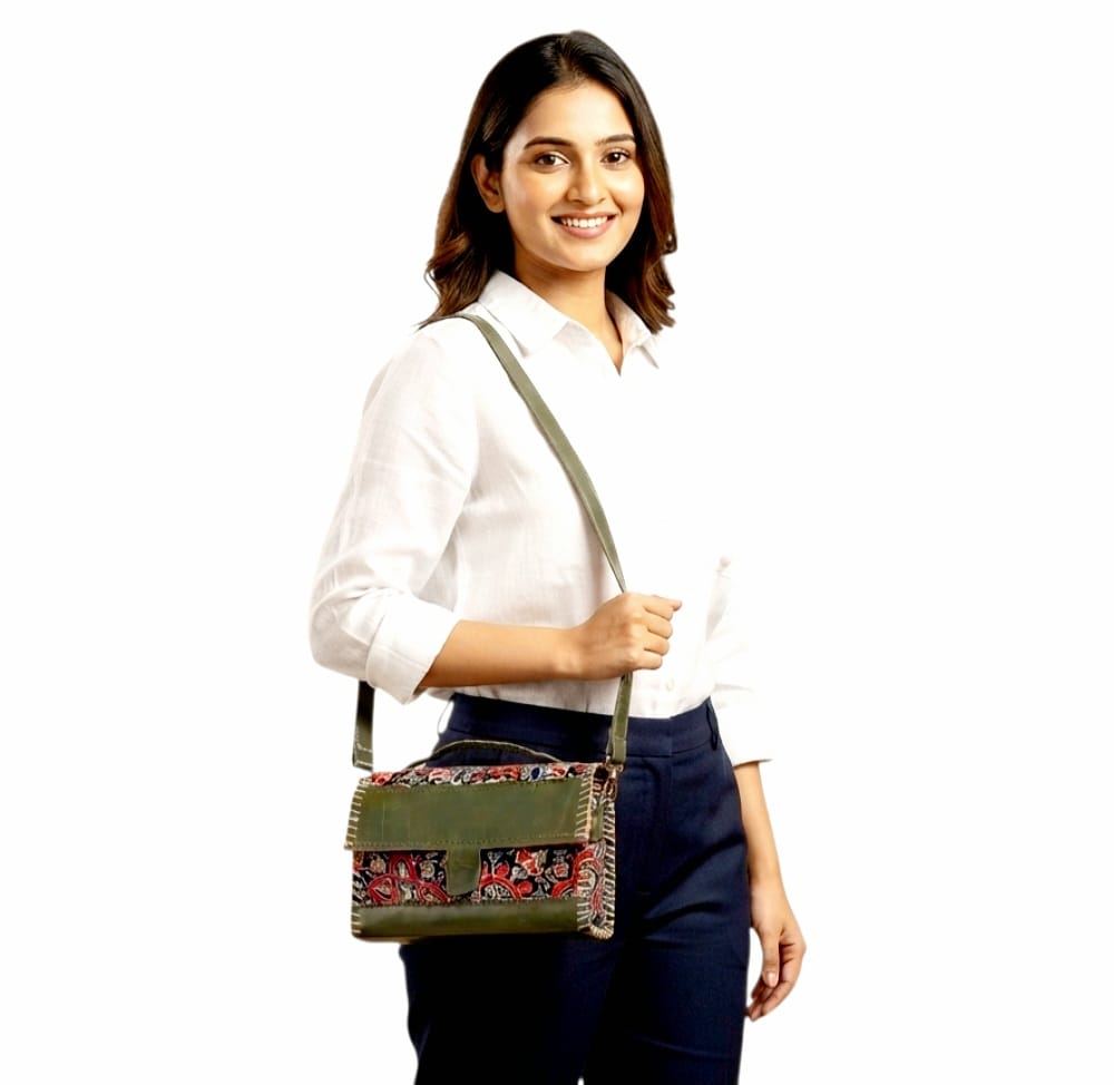 Handcrafted Leather Box-Style Sling Bag