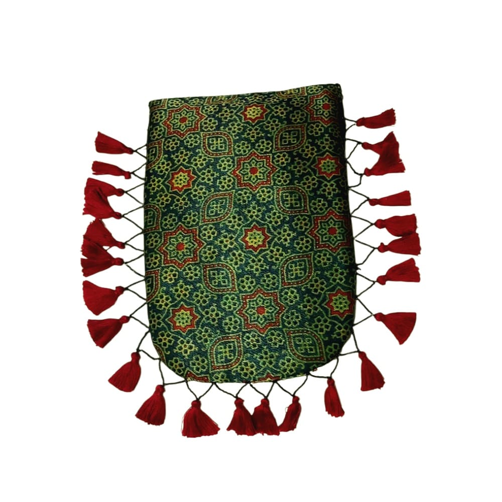 Gajji Silk Ajrakh Printed Leather Crossbody Flip Sling Bag