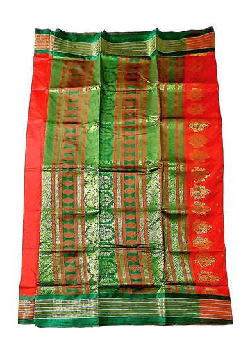 Women's Bomkai Silk Saree with Meenakari Thread & Golden Zari Work