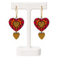 Lightweight Handcrafted Heart Shaped Terracotta Dangle Earrings (Geometric Pattern)