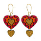 Lightweight Handcrafted Heart Shaped Terracotta Dangle Earrings (Geometric Pattern)