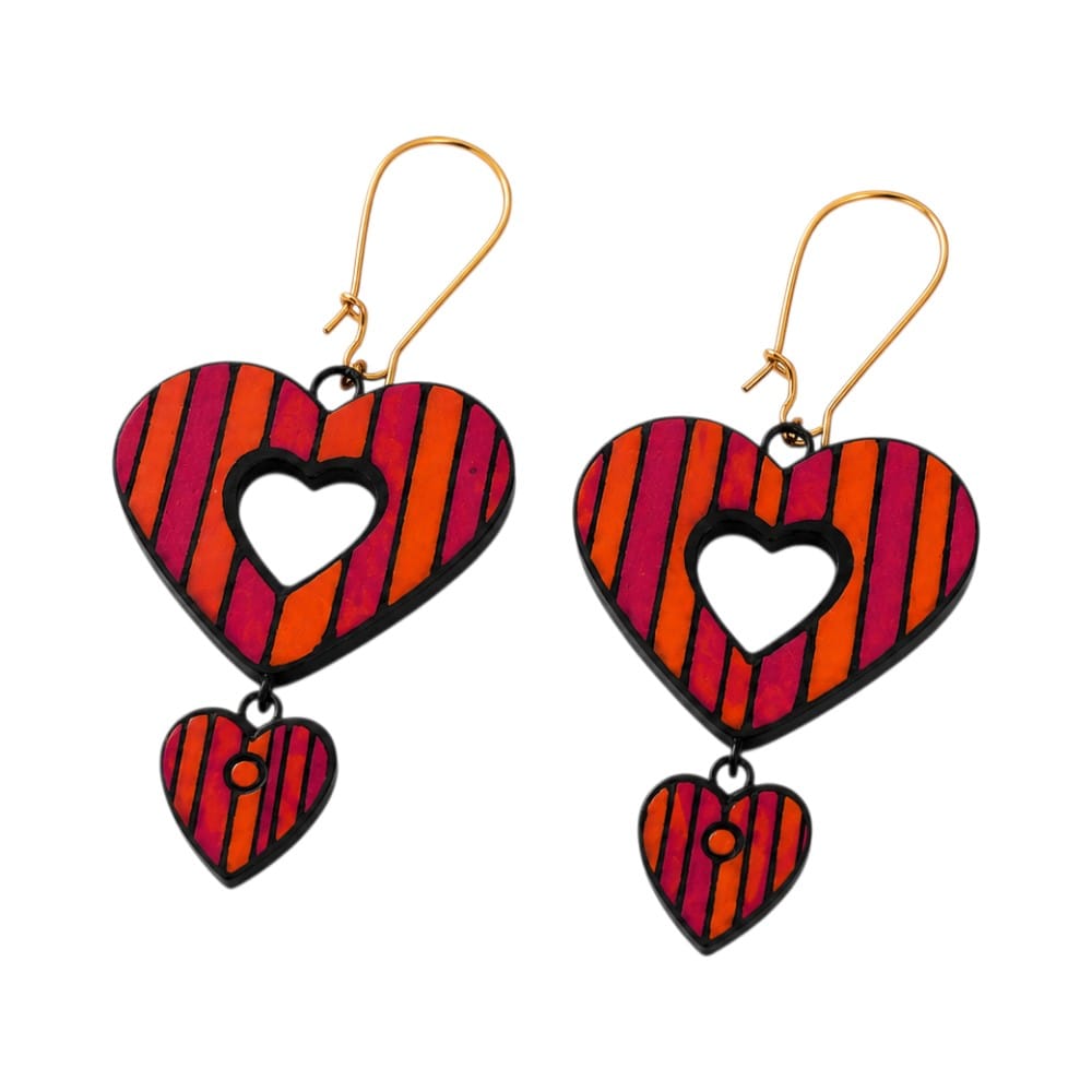 Lightweight Terracotta Heart Shaped Earrings(Danglers)