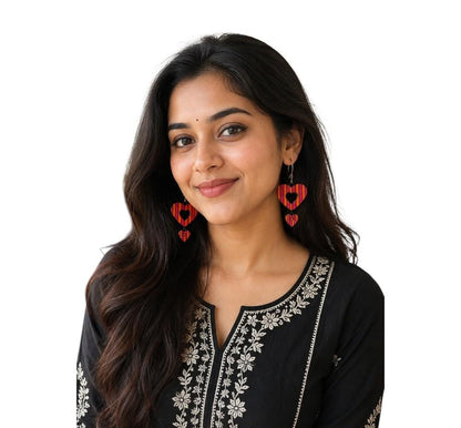Lightweight Terracotta Heart Shaped Earrings(Danglers)