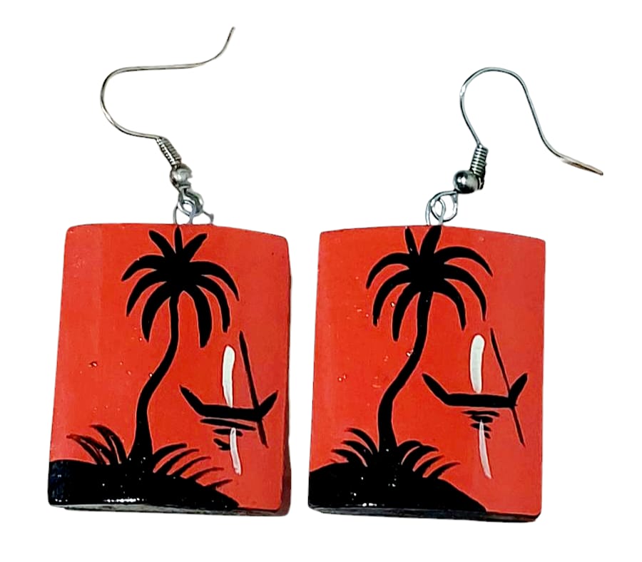 Purely Handmade & Handpainted Bamboo Earrings