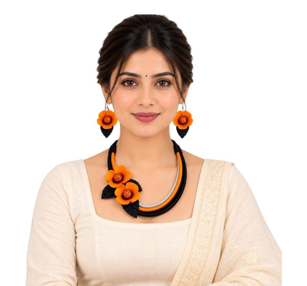 Purely Handmade Clay Jewellery Sets (With Earrings) for Women & Girls