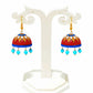 Purely Handmade Terracotta Multi-Coloured Dome Shaped Jhumka Earrings(With Beads)
