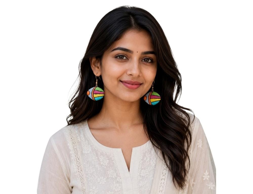 Multicolour Lightweight Terracotta Dangler ( Earrings)