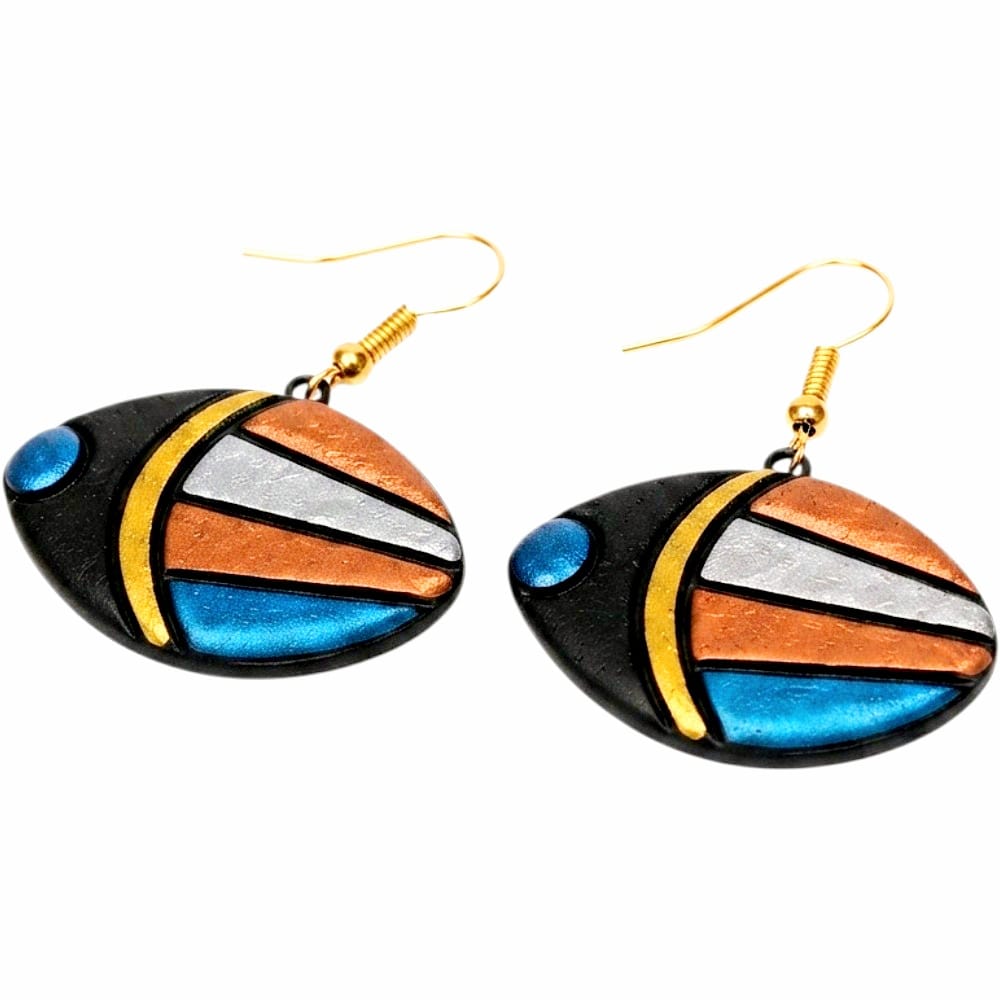Handmade Mosaic Inspired Abstract Design Terracotta Earrings (Danglers)