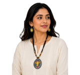 Purely Handmade Terracotta Ganesh Bappa Design Jewellery Necklace Set
