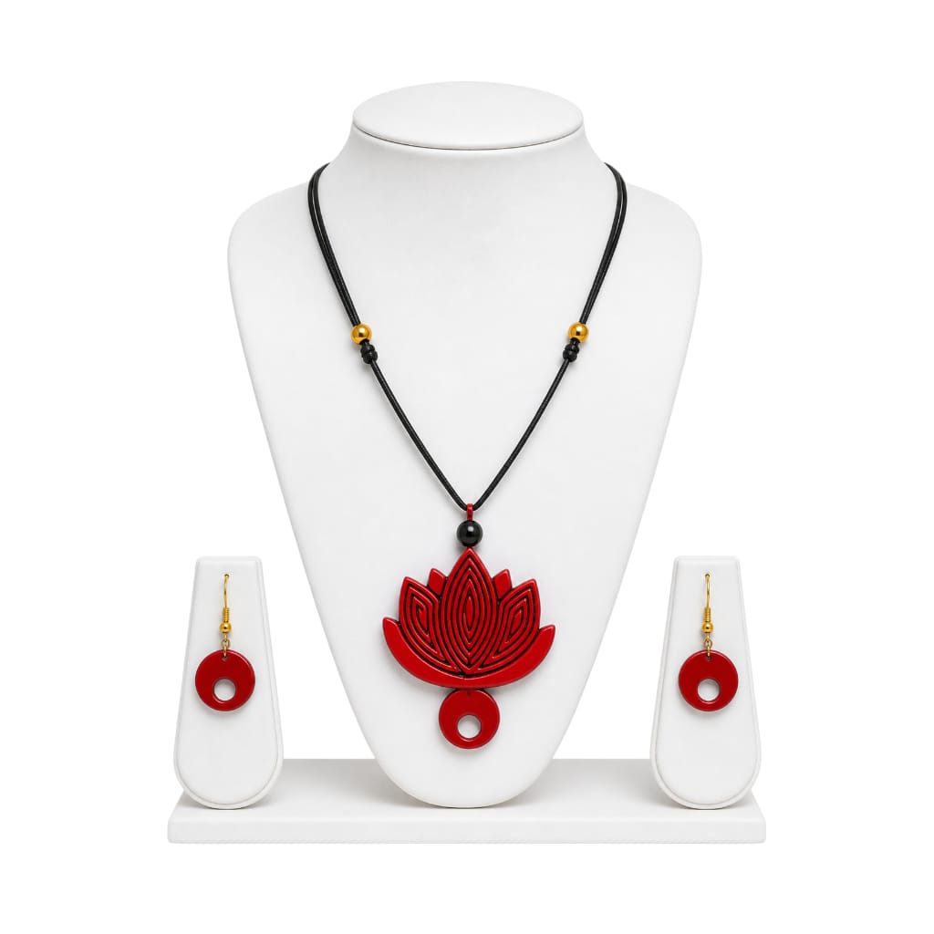 Purely Handmade Terracotta Rope Necklace With Earrings